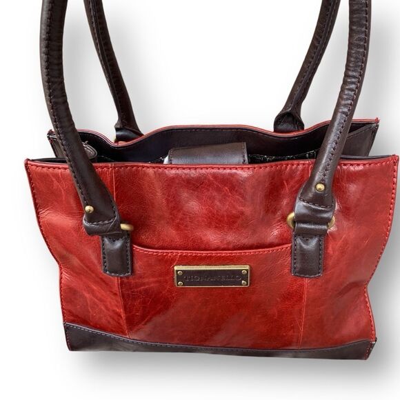 Tignanello Two Tone Satchel Purse Handbag Shoulder Bag Faux Leather - Picture 4 of 16